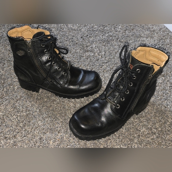Harley Davidson Black Boots Womens Size 8 Badlands 6 Inch Ankle Combat - Picture 5 of 9